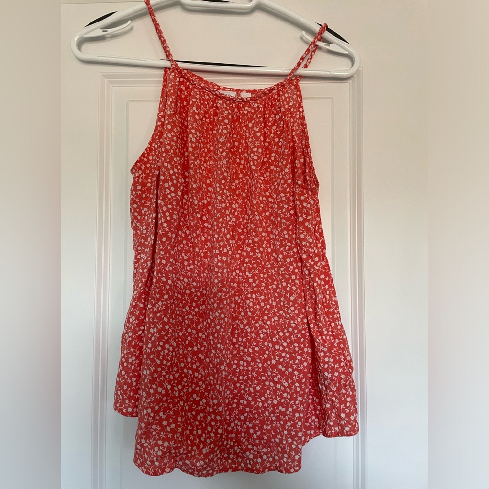 Braided spaghetti strap Gap flowered blouse